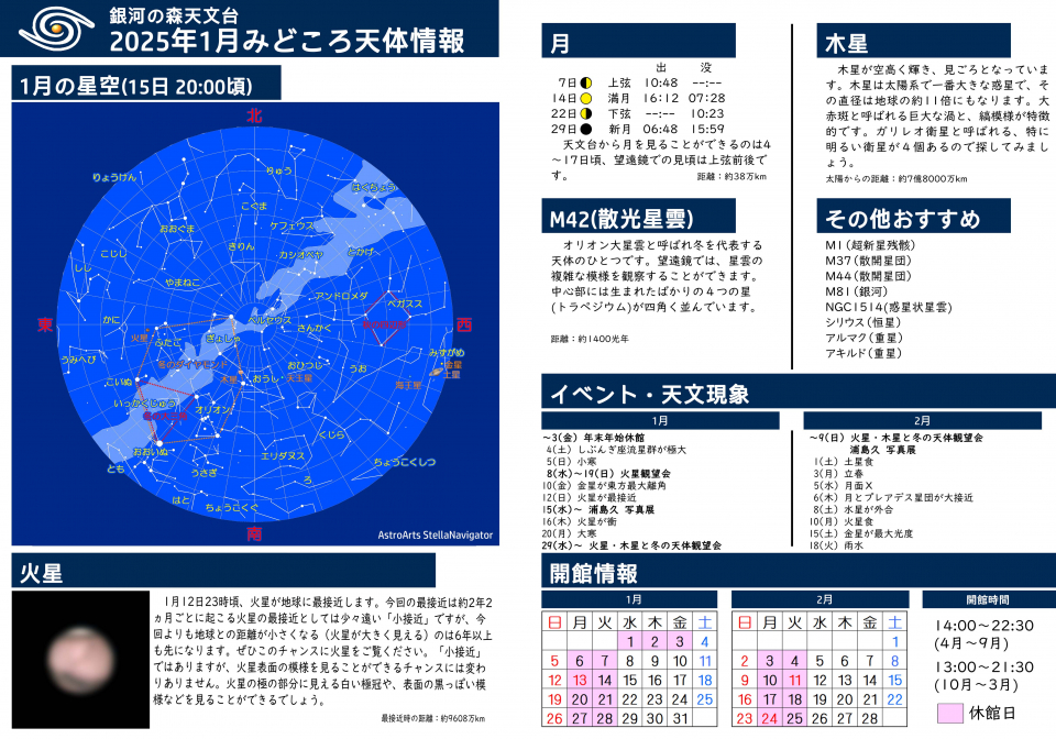 2025年1月　みどころ天体情報