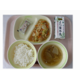 6月3日（火）　キャベツのマヨ炒め　とりごぼう汁　なっとう