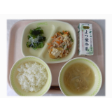 6月16日（月）　厚揚げと豚肉の味噌炒め　酢の物　たもぎたけのみそ汁