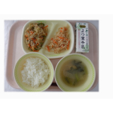 1月30日（金）　豚肉の甘みそ炒め　切干大根のごま和え　厚揚げのみそ汁