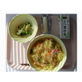 2月26日（木）　しょうゆラーメン　からし和え　さけるチーズ・プレーン