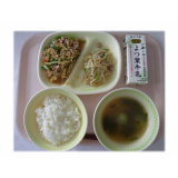 10月6日（火）　チンジャオロース　きのこの中華和え　チンゲン菜のスープ