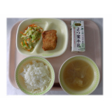 10月13日（火）　さばの香味揚げ　野菜の甘酢和え　たもぎたけのみそ汁